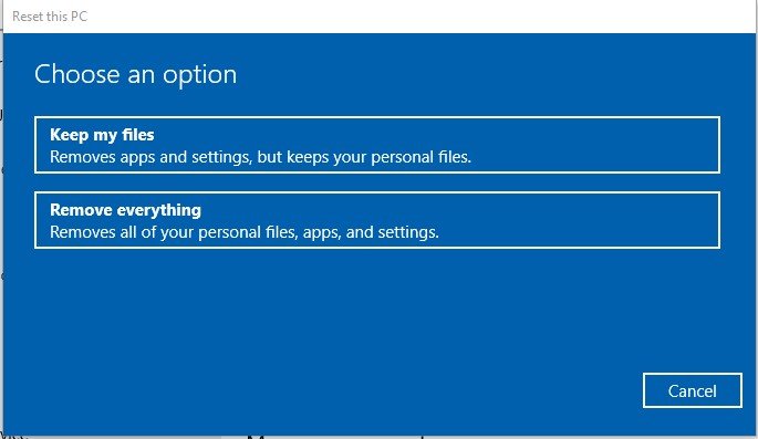  scegli un'opzione in windows 10 