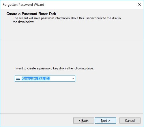choose reset disk