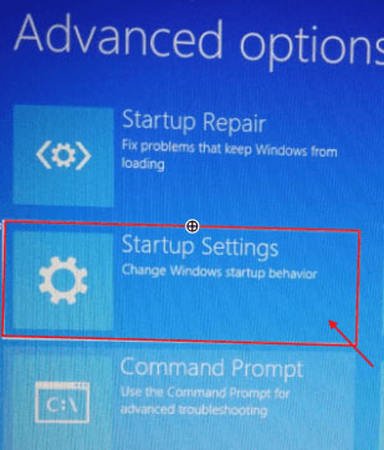 click startup settings to fix blurry screen