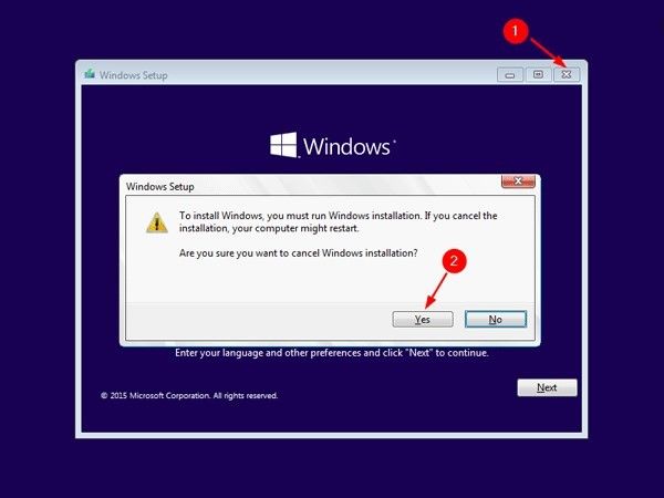 закройте программу настройки Windows для учетной записи администратора Windows 10 по умолчанию