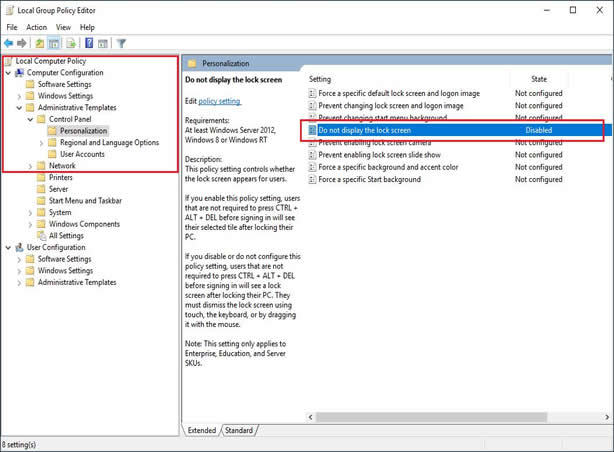 disable lock screen group policy1