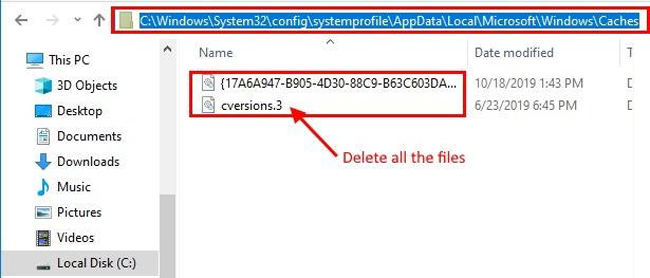 delete files in file explorer to fix blurry screen windows 10