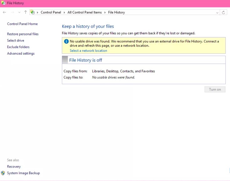 image backup in windows 10