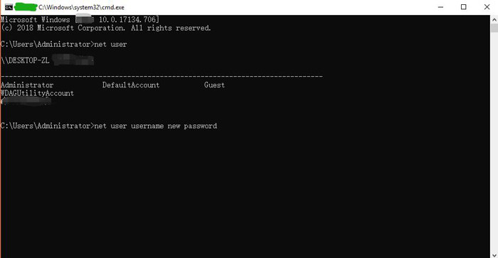 net user username new password