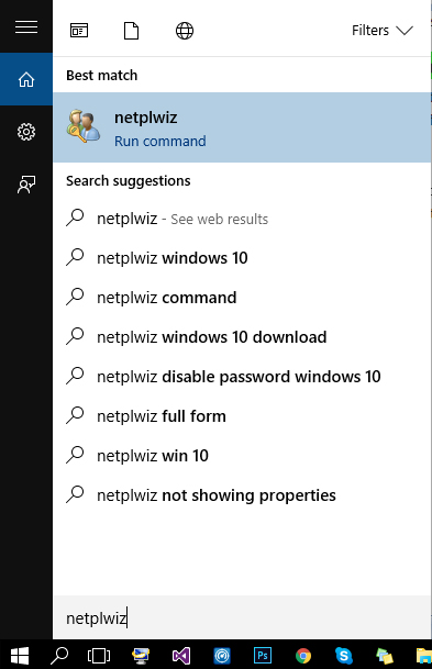 netplwiz windows 10 no password