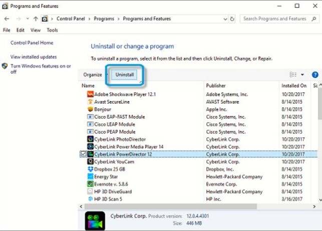 uninstall recently installed applications in windows 10