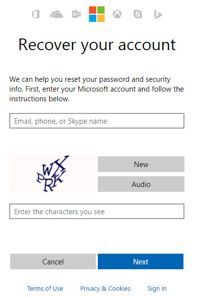 recover account
