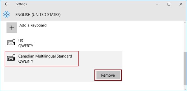 remove keyboard settings