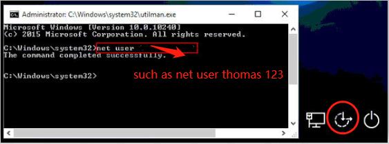 reset win 10 password successfully with cmd