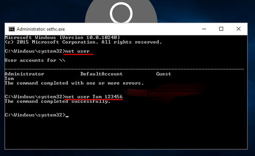 windows 10 forgot password bypass command prompt