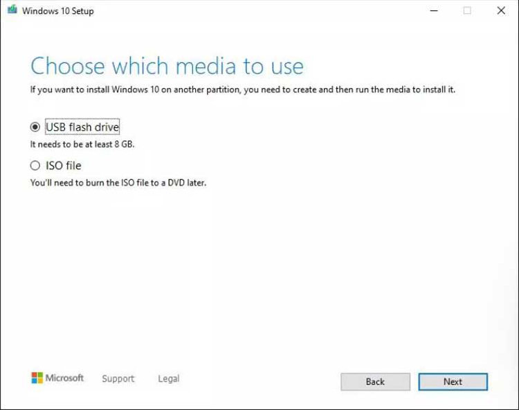 creating a windows 10 boot usb