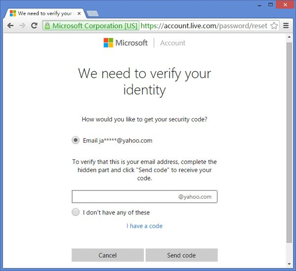 select method to get verification code