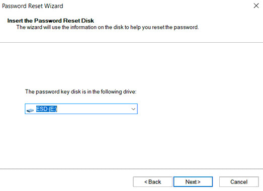 select password reset drive