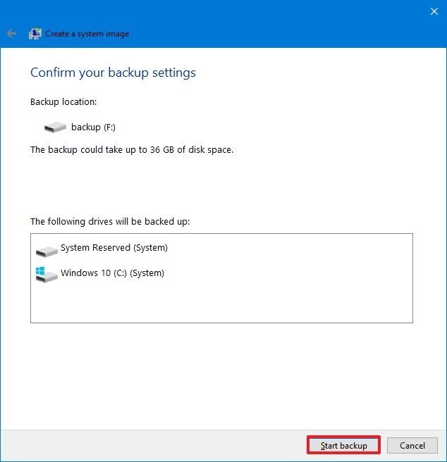 start backup process optiom