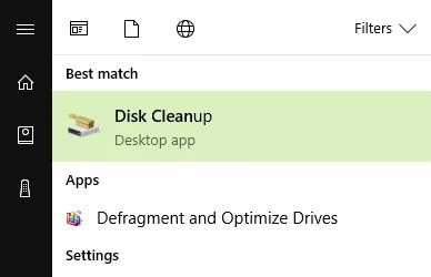 start disk cleanup