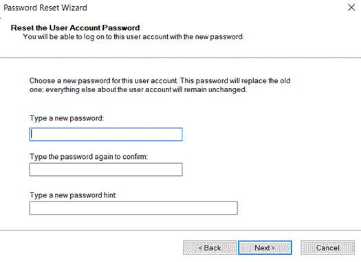 type new password