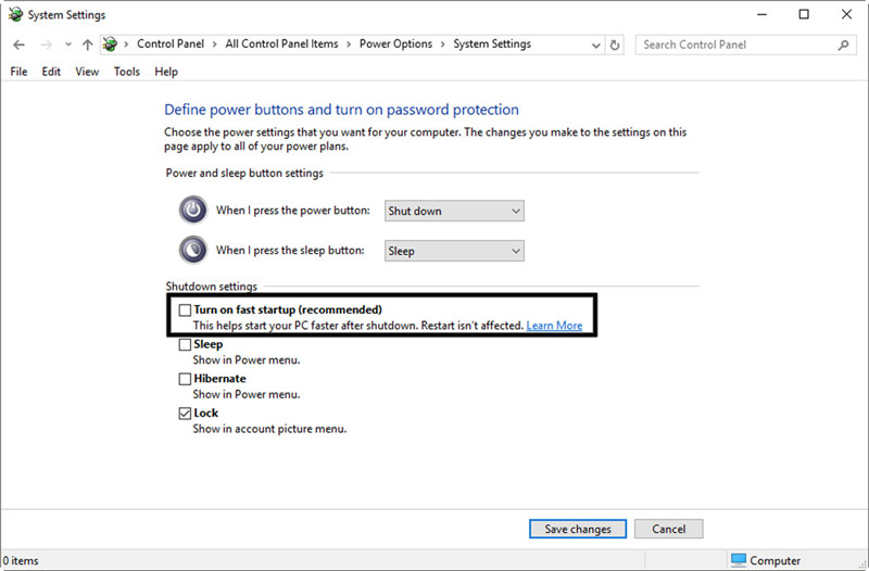 how to disable fast boot windows 10 command prompt
