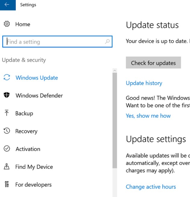 check for updates in windows 10