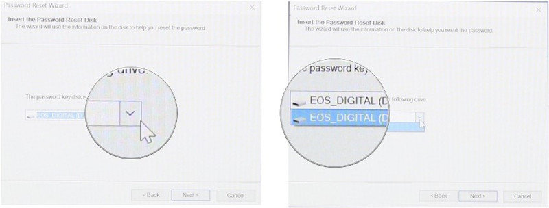 choose reset disk to reset win 10 password for free 