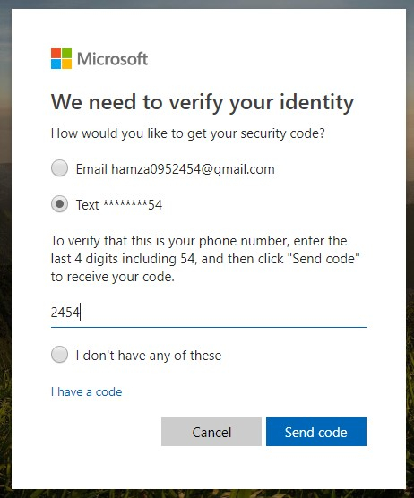 verify identity to recover your password
