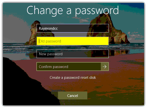 Windows change password