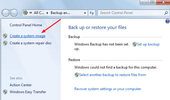 create a system disk image windows 7