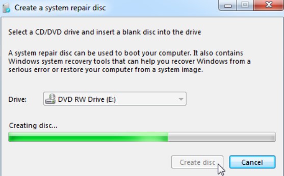 create a system repair disc