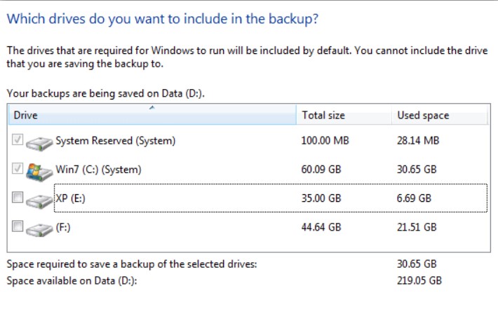 windows 7 backup to network drive