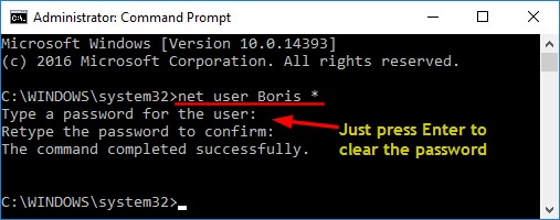 remove password with cmd