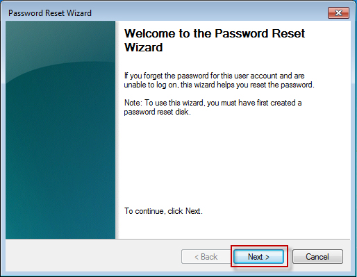 reset password wizard