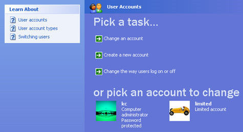 select your account