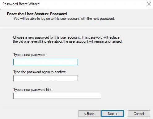 type new password