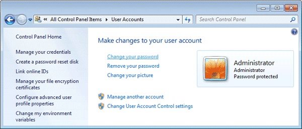 cambia password windows 7