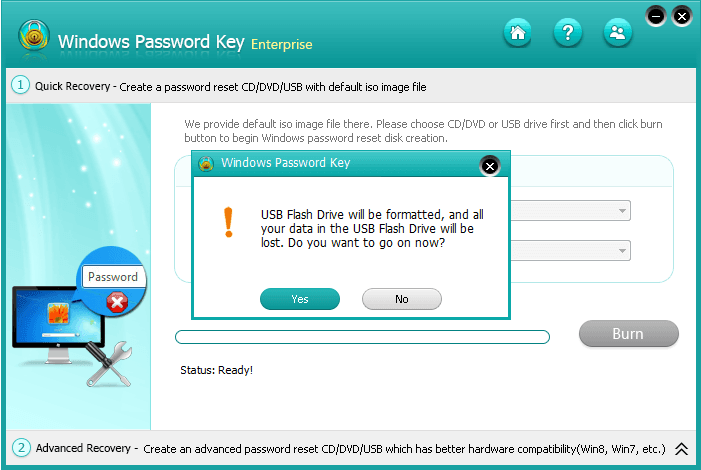 windows password key format usb
