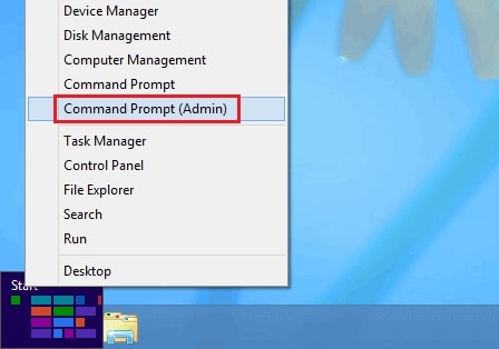 accedi al prompt dei comandi su Windows 8