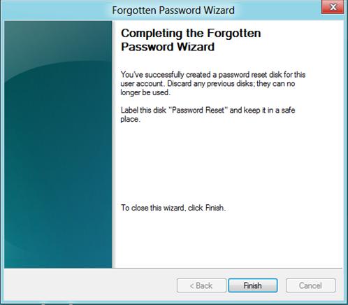 complete the forgotten password wizard