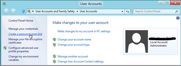 creat a password reset disk