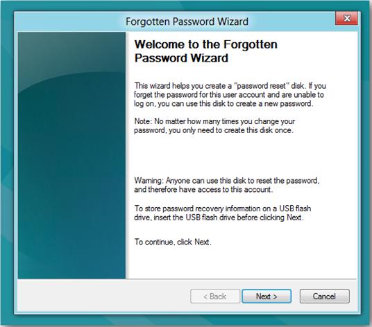forgotten password wizard