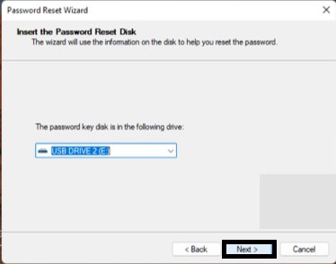 insert password reset disk