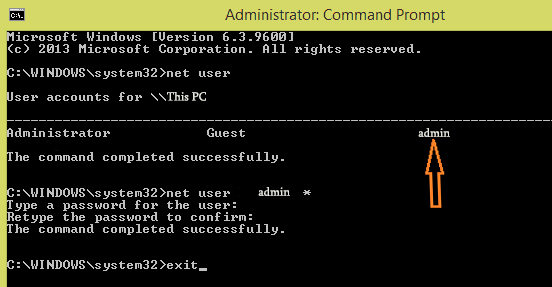 reset password cmd