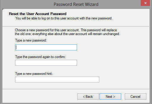 setup new password