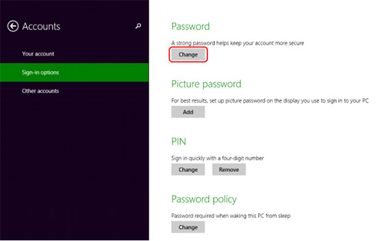 how to remove a password from windows 8 - sign-in options