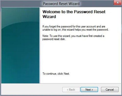 password reset wizard