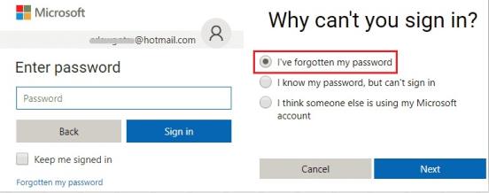 select forgot my password