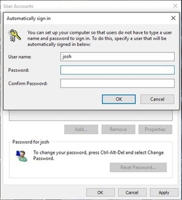 netplwiz users password
