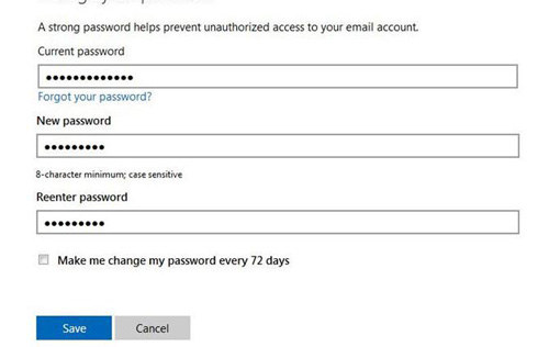 type new password to change ms password