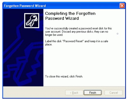 password reset disk created