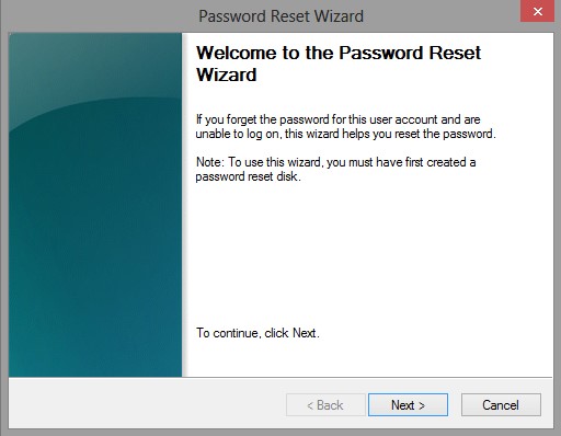 procedura guidata di reimpostazione della password