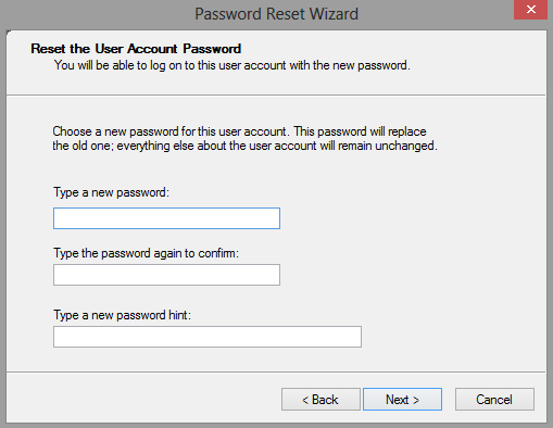 procedura guidata di reimpostazione della password