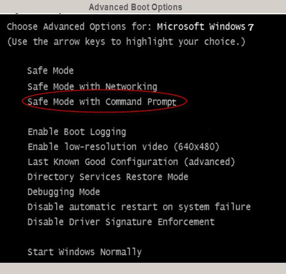 prompt dei comandi in modalità provvisoria per resettare la password dimenticata di windows vista
